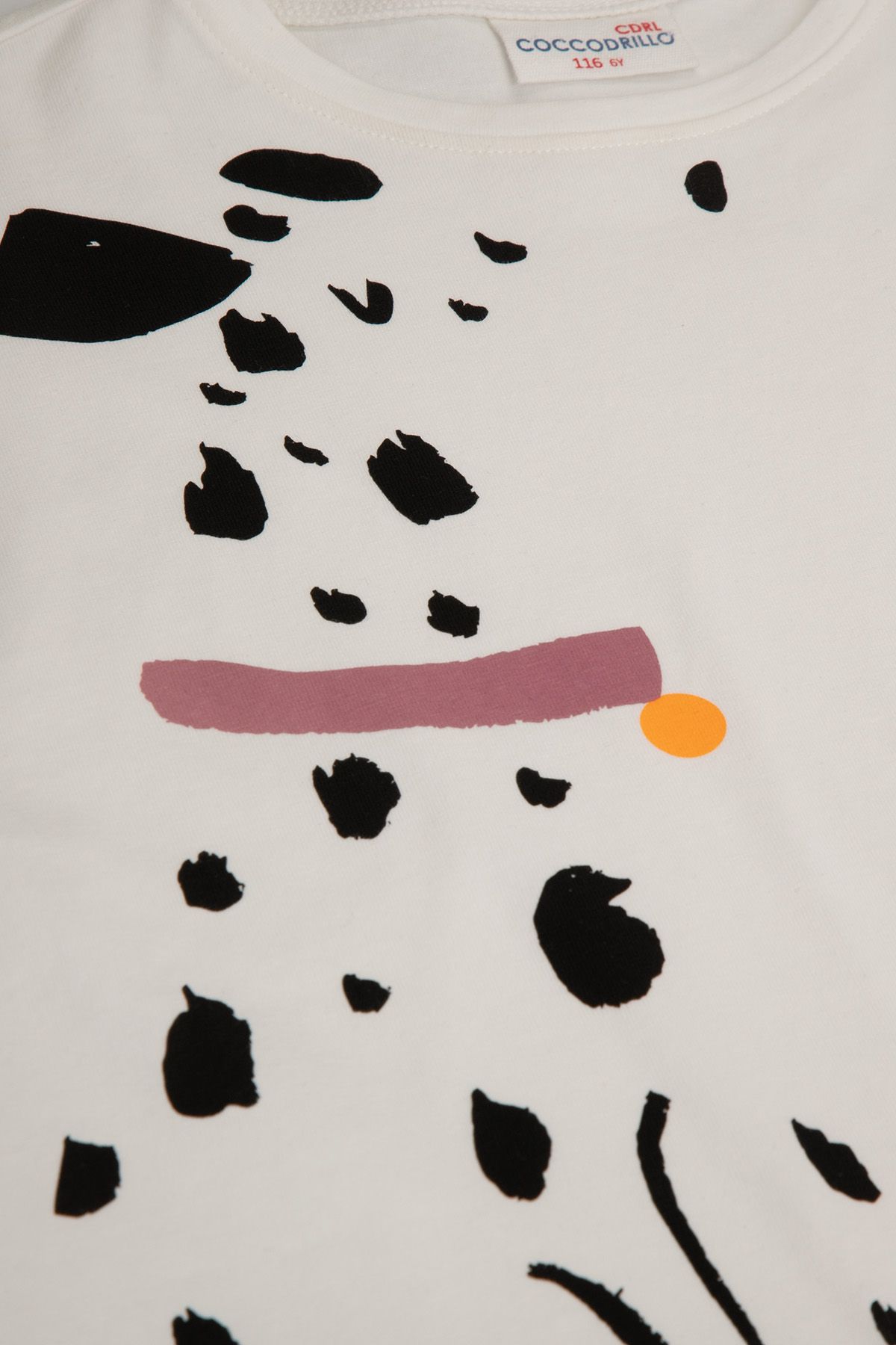 T-shirt z długim rękawem ecru z nadrukiem dalmatyńczyka 2218410