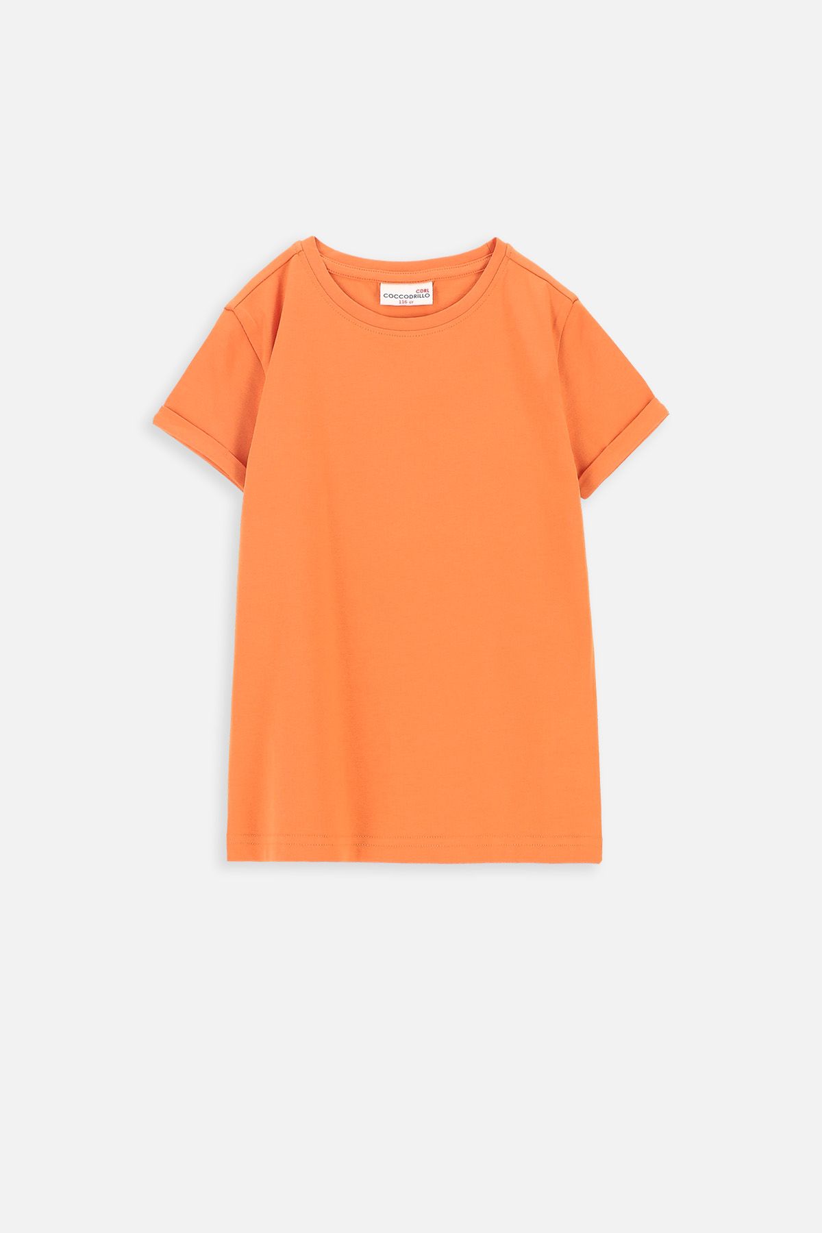 T-shirt z krótkim rękawem pomarańczowy gładki 2219385