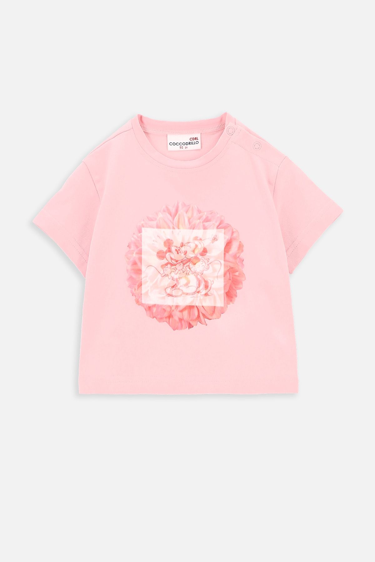 T-shirt z krótkim rękawem pudrowy róż z nadrukiem, licencja MICKEY MOUSE 2222144