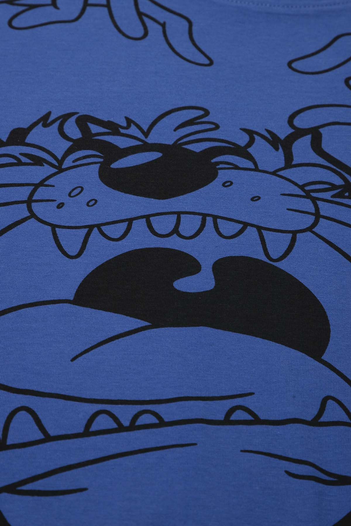 T-shirt z długim rękawem LOONEY TUNES kobaltowy z nadrukiem - Diabeł Tasmański 2225240