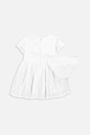 Sukienka tkaninowa biała z koronkowymi wykończeniami 2235497