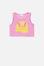 T-shirt bez rękawów różowy sportowy crop top z nadrukiem 2234626