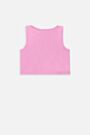 T-shirt bez rękawów różowy sportowy crop top z nadrukiem 2234627