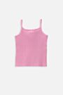T-shirt bez rękawów różowy prążkowany z aplikacją serduszka 2236265