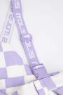 Spodnie narciarskie fioletowe w kratkę z kieszeniami na szelkach 2225750