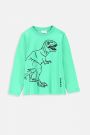 T-shirt z długim rękawem zielony z nadrukiem dinozaura 2218597