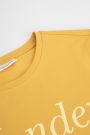 T-shirt z krótkim rękawem miodowy ze złotym napisem 2219574