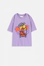 T-shirt z krótkim rękawem fioletowy z nadrukiem skaterskim 2228973