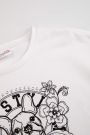 T-shirt z krótkim rękawem biały z nadrukiem pieska i kwiatów 2224097