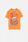 T-shirt z krótkim rękawem pomarańczowy z nadrukiem gitary 2218629