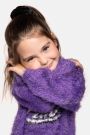 Sweter dzianinowy fioletowy z napisem na przodzie 2221248
