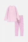 Piżama różowa bawełniana z długim rękawem 2219641