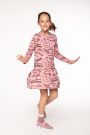 Sukienka dzianinowa z długim rękawem LOONEY TUNES różowa rozkloszowana z nadrukiem na całości 2226814
