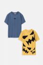T-shirt z krótkim rękawem 2 pack miodowy na Halloween i niebieski z motywem gór 2228541