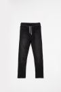 Spodnie jeansowe czarne z wiązaniem w pasie o fasonie REGULAR 2112689