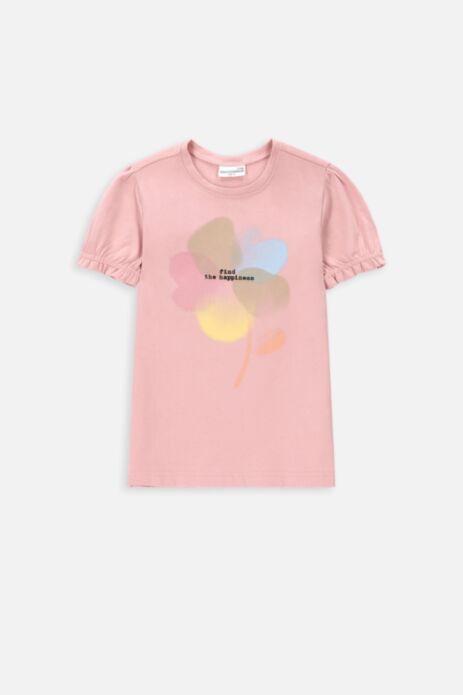 T-shirt z krótkim rękawem różowy z nadrukiem na przodzie