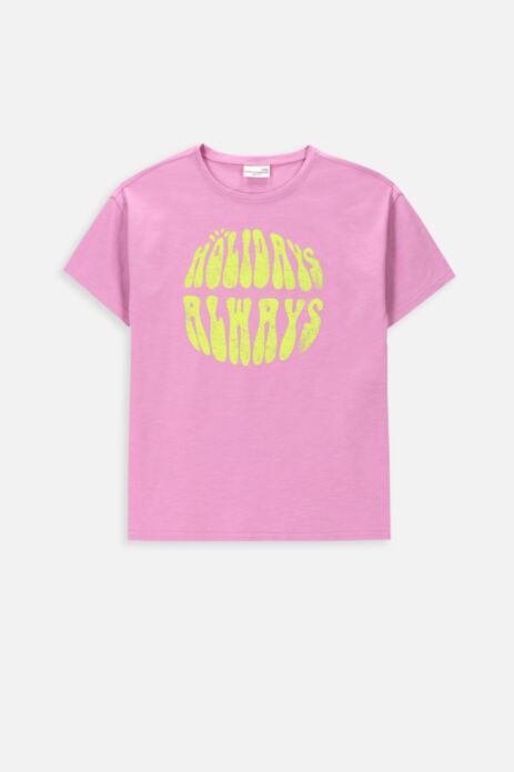 T-shirt z krótkim rękawem różowy z napisem na przodzie