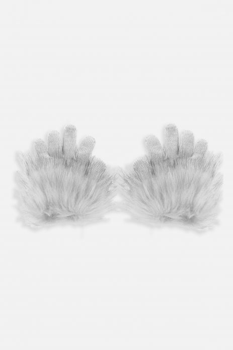 Rękawiczki dziewczęce pięciopalczaste wykończone futrem