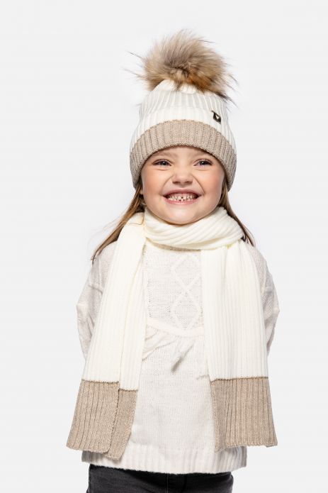 Czapka zimowa dziewczęca z bawełniana podszewką